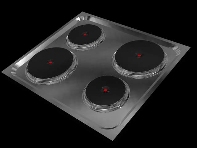Edelstahl Elektro Kochfeld Miele als 3D Objekt zur Küchenplanung